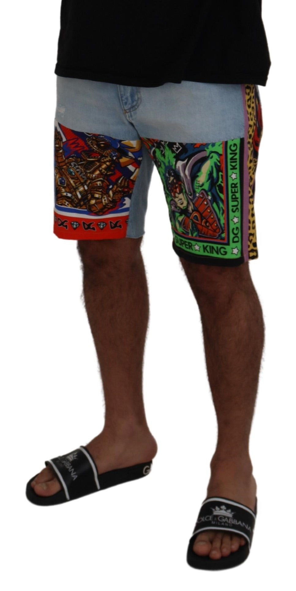 Dolce & Gabbana Multicolor Bermuda DG Patchwork Shorts