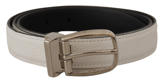 Dolce & Gabbana Elegant Vitello Leather Belt in White