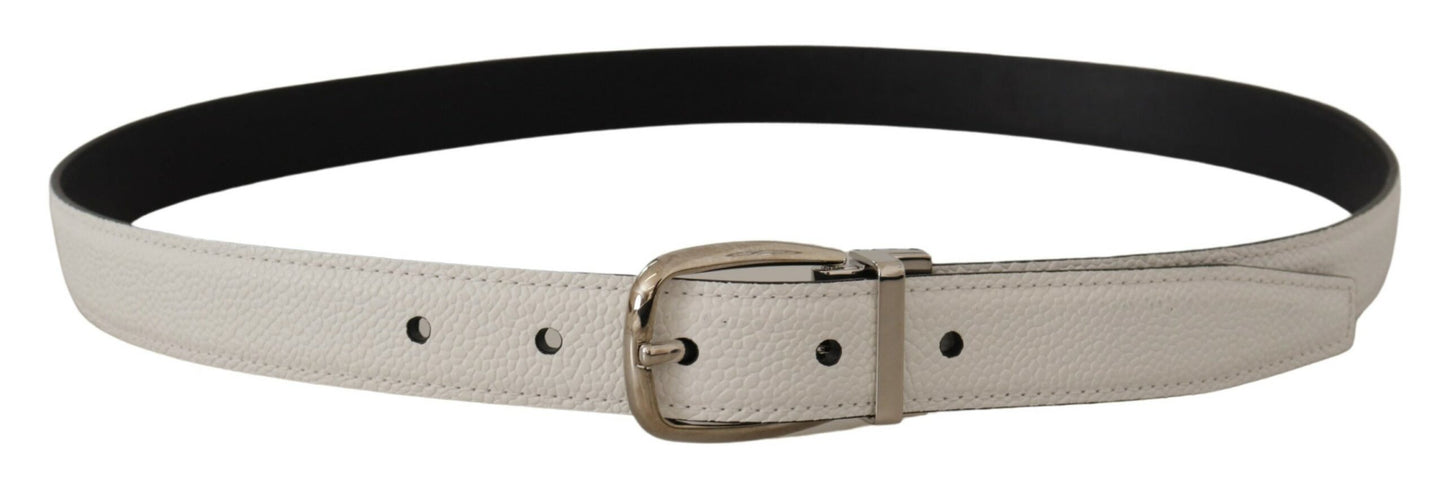 Dolce & Gabbana Elegant Vitello Leather Belt in White