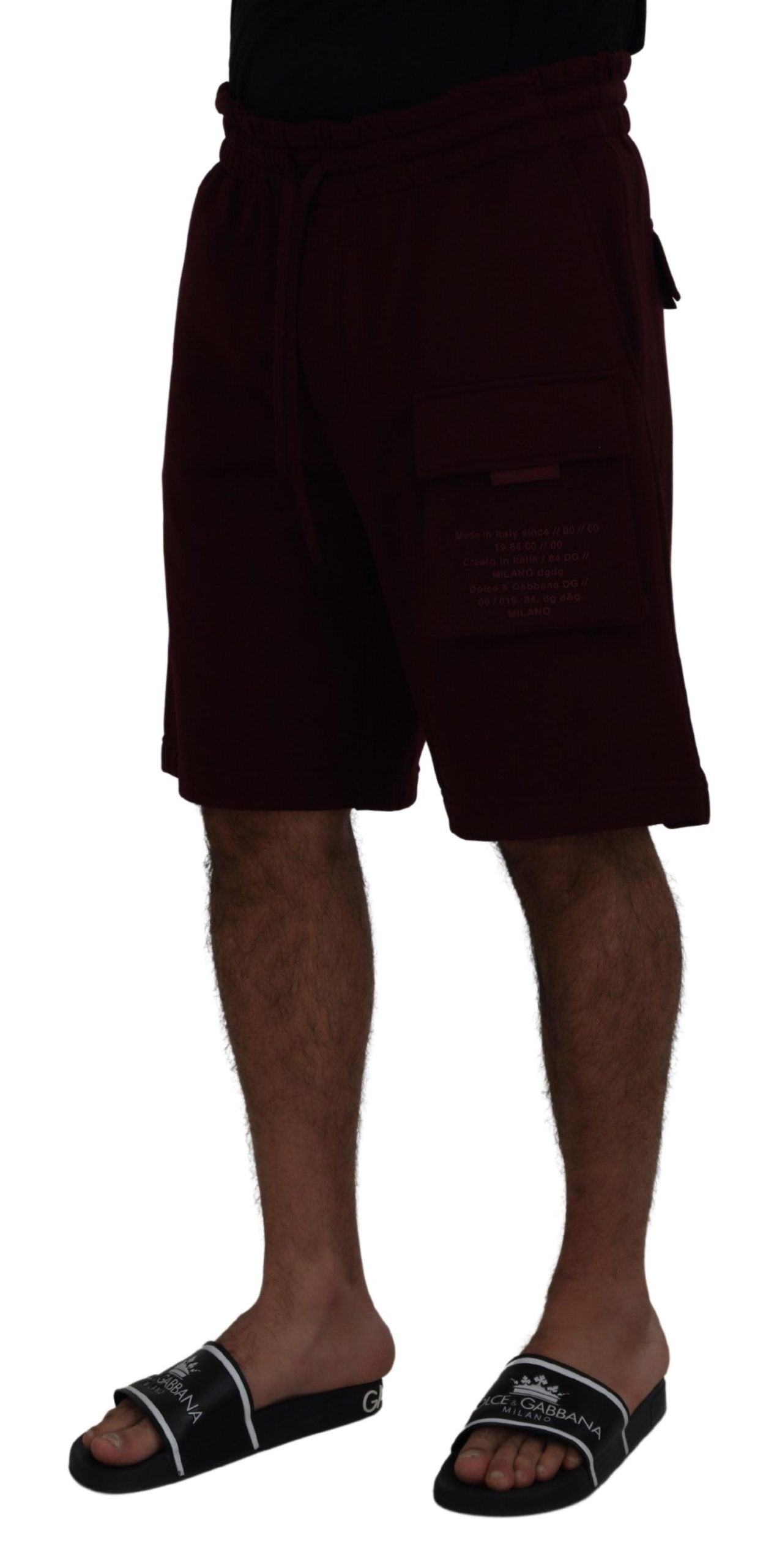 Dolce & Gabbana Maroon Bermuda Cargo Men Shorts