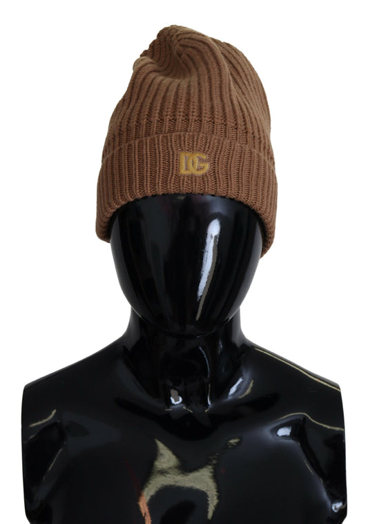 Dolce & Gabbana Elegant Brown Cashmere Beanie Hat