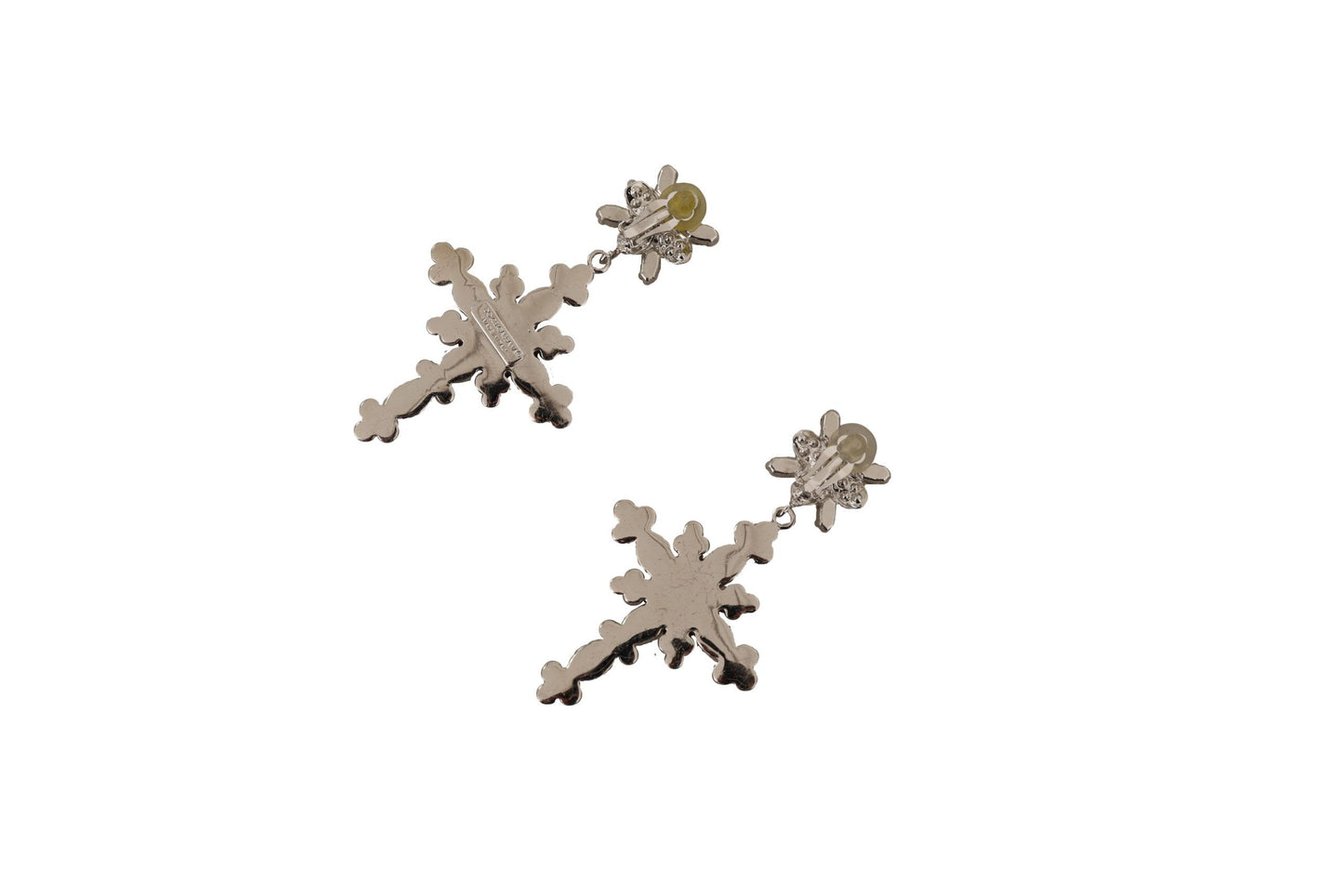 Dolce & Gabbana Elegant Silver Dangling Cross Clip Earrings