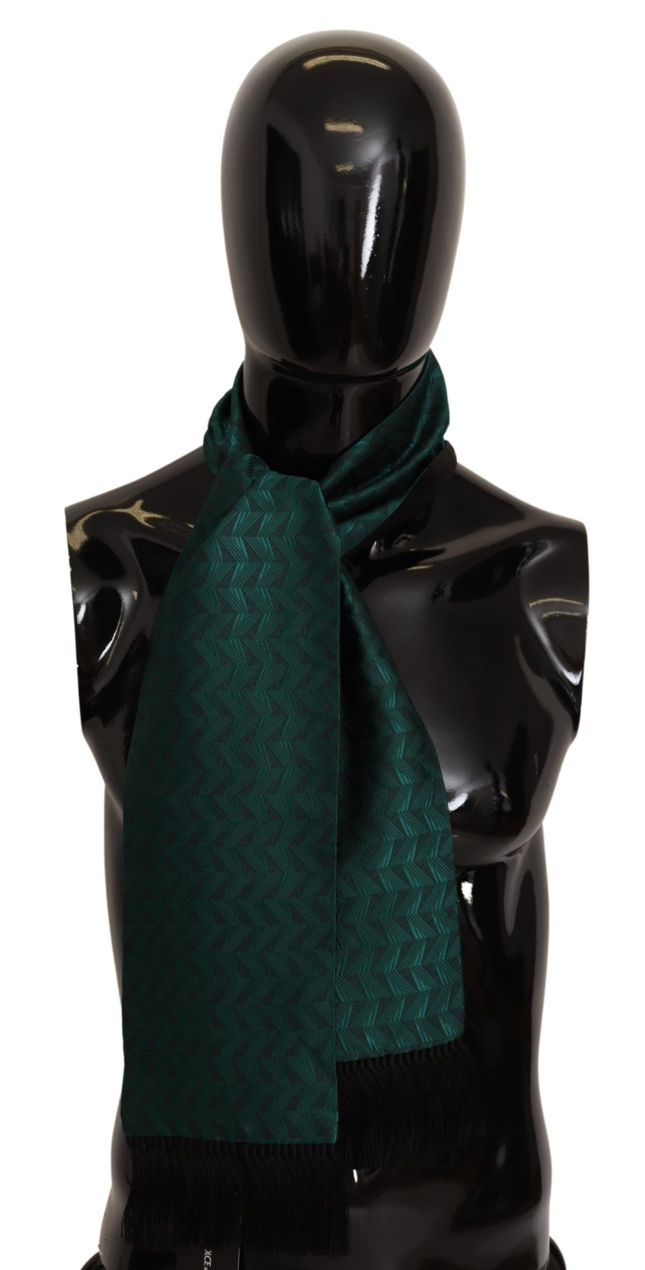 Dolce & Gabbana Elegant Silk Fringe Scarf in Green