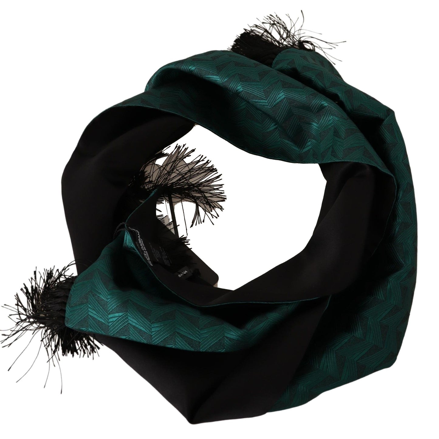 Dolce & Gabbana Elegant Silk Fringe Scarf in Green