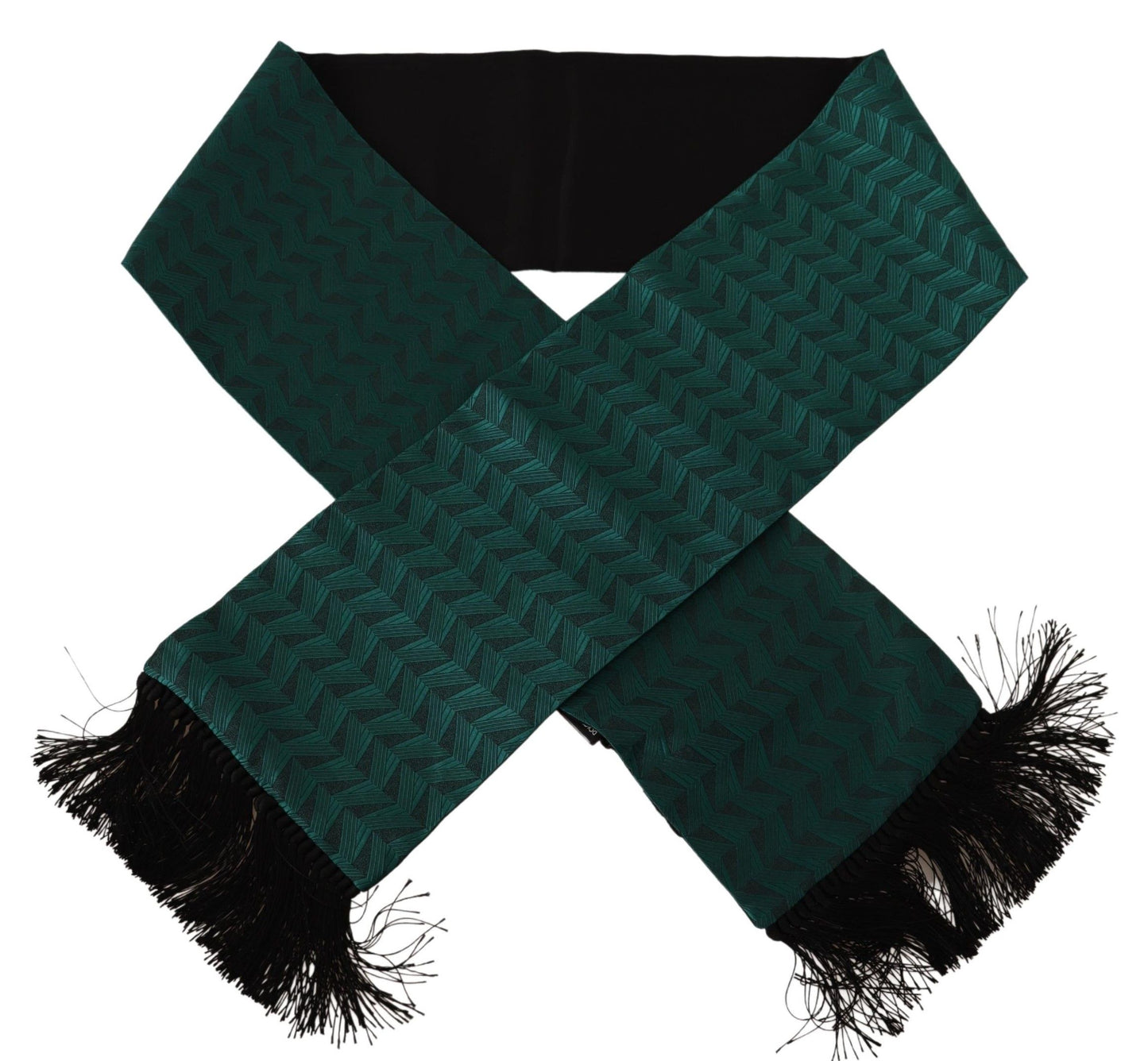 Dolce & Gabbana Elegant Silk Fringe Scarf in Green