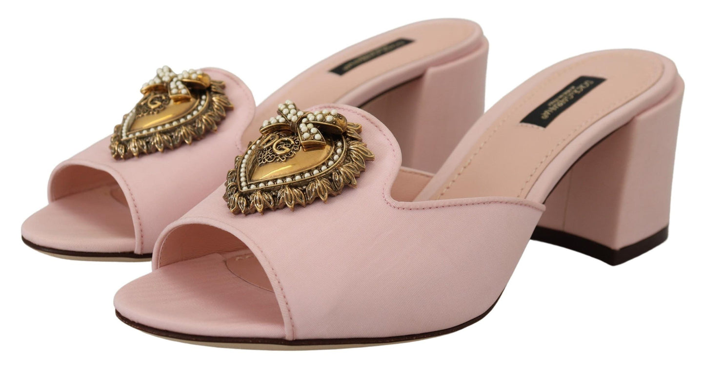 Dolce & Gabbana Elegant Pink Silk Slide Sandals