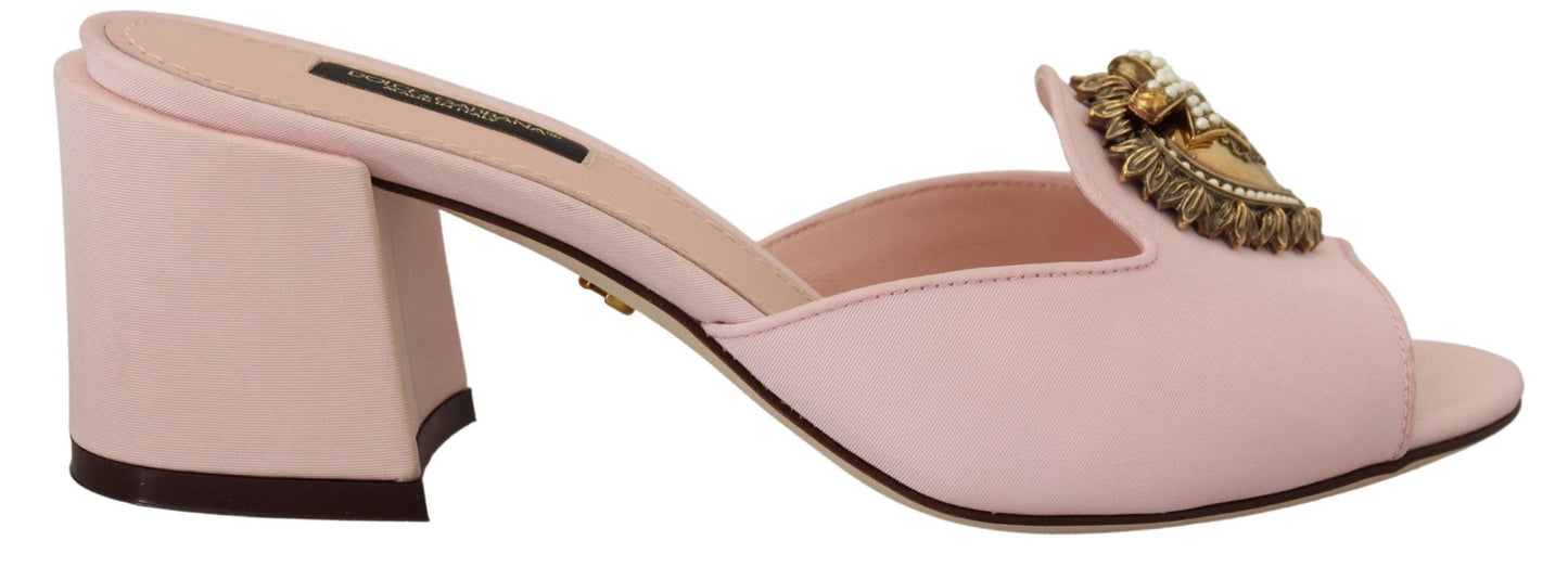 Dolce & Gabbana Elegant Pink Silk Slide Sandals