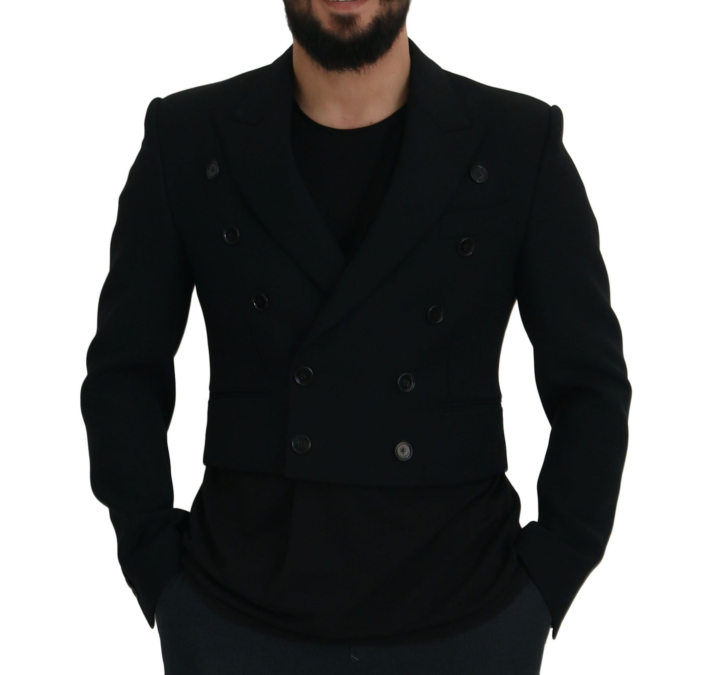 Dolce & Gabbana Elegant Black Double Breasted Wool Jacket