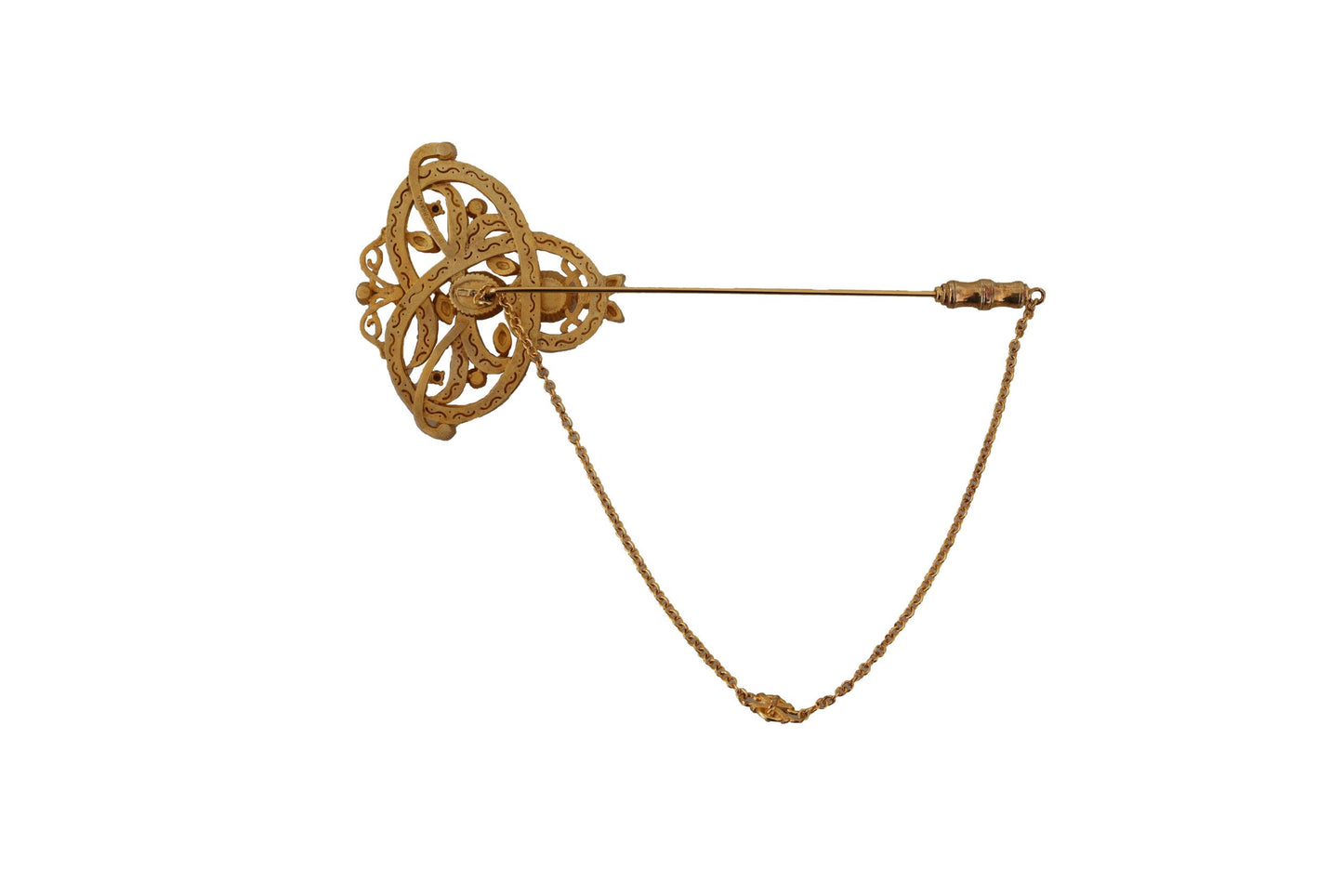 Dolce & Gabbana Elegant Crystal-Embellished Gold Lapel Pin