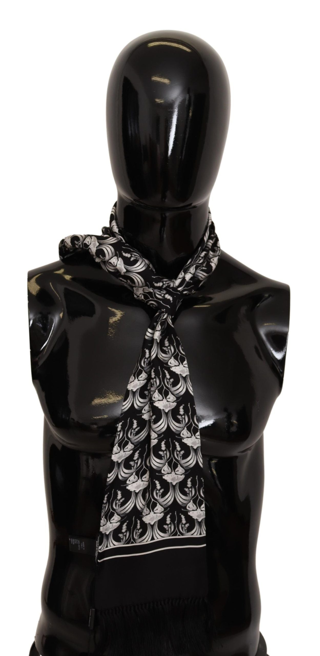 Dolce & Gabbana Elegant Floral Silk Scarf with Fringes