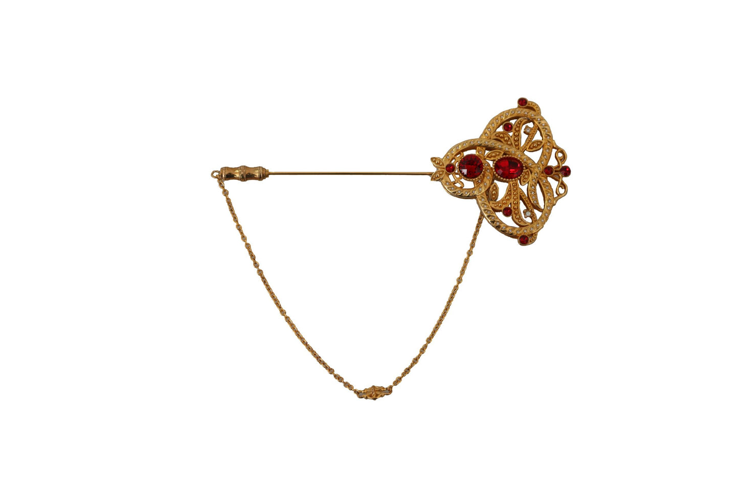 Dolce & Gabbana Elegant Crystal-Embellished Gold Lapel Pin