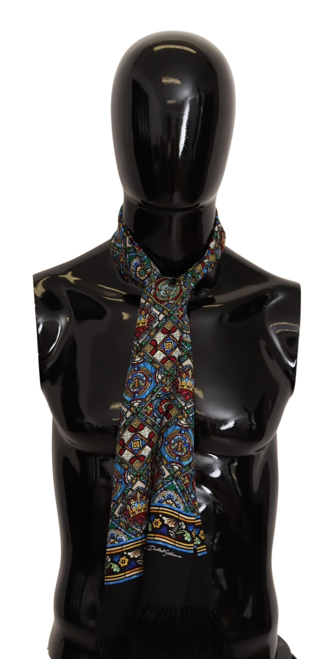 Dolce & Gabbana Elegant Multicolor Silk Scarf with Fringe Details