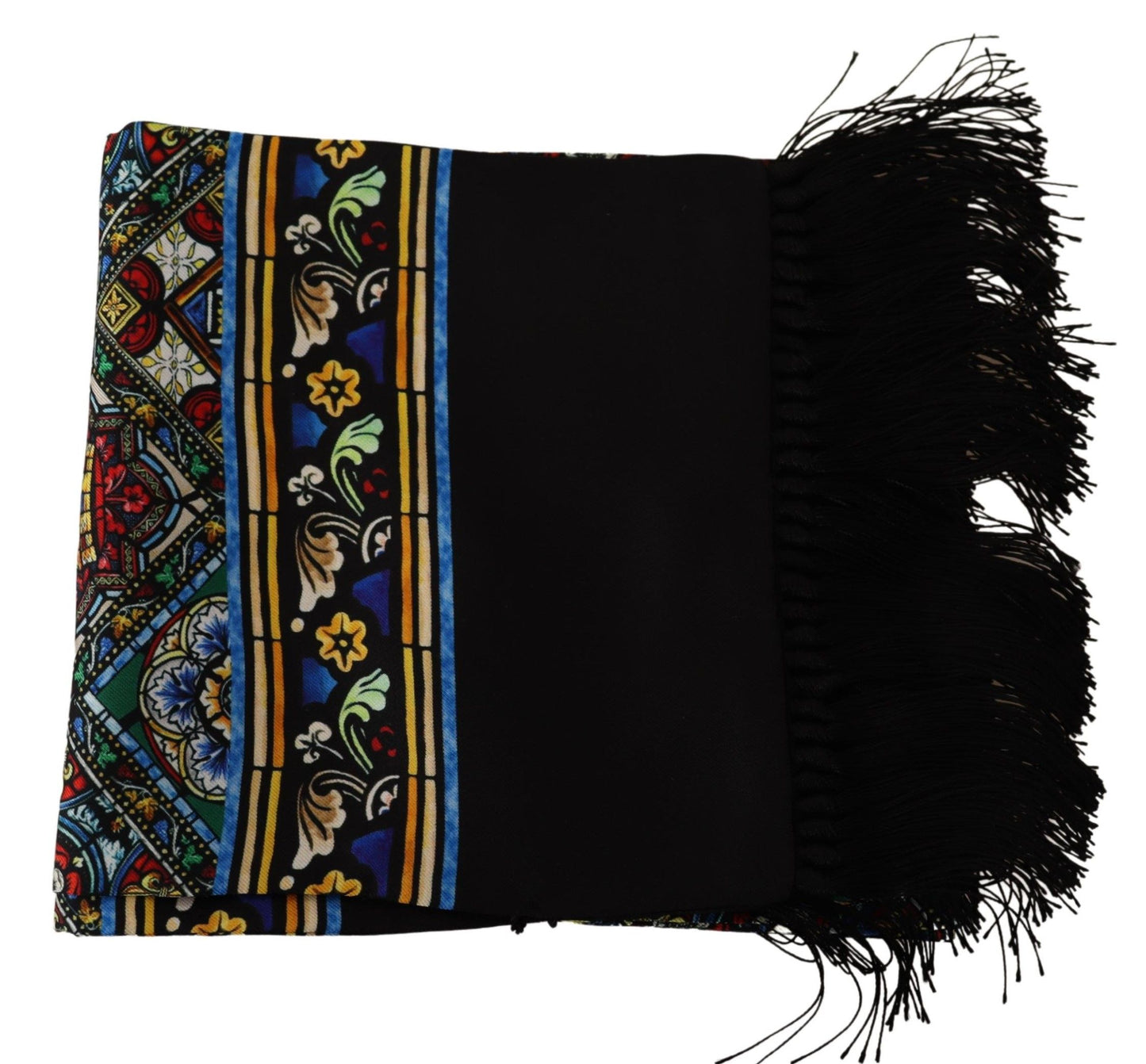 Dolce & Gabbana Elegant Multicolor Silk Scarf with Fringe Details