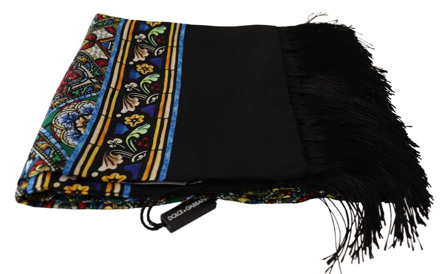 Dolce & Gabbana Elegant Multicolor Silk Scarf with Fringe Details