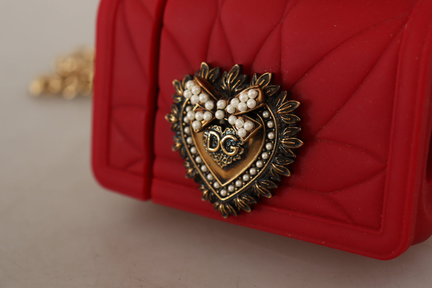 Dolce & Gabbana Gold Chain with Red Devotion Pendant