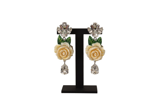 Dolce & Gabbana Elegant Dangling Rose Clip Earrings