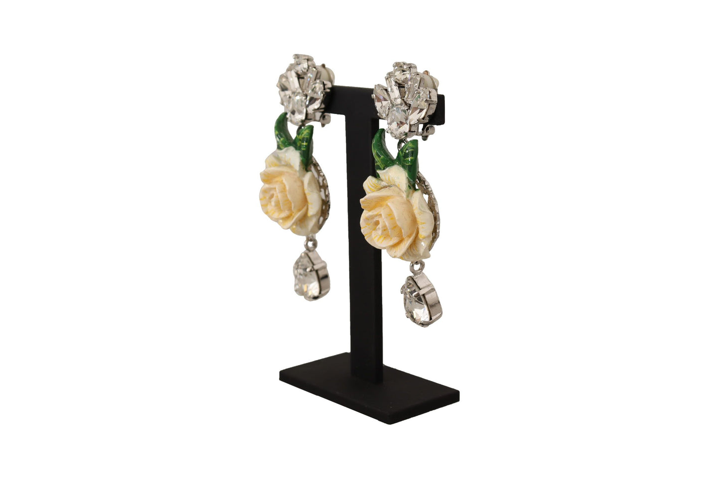 Dolce & Gabbana Elegant Dangling Rose Clip Earrings