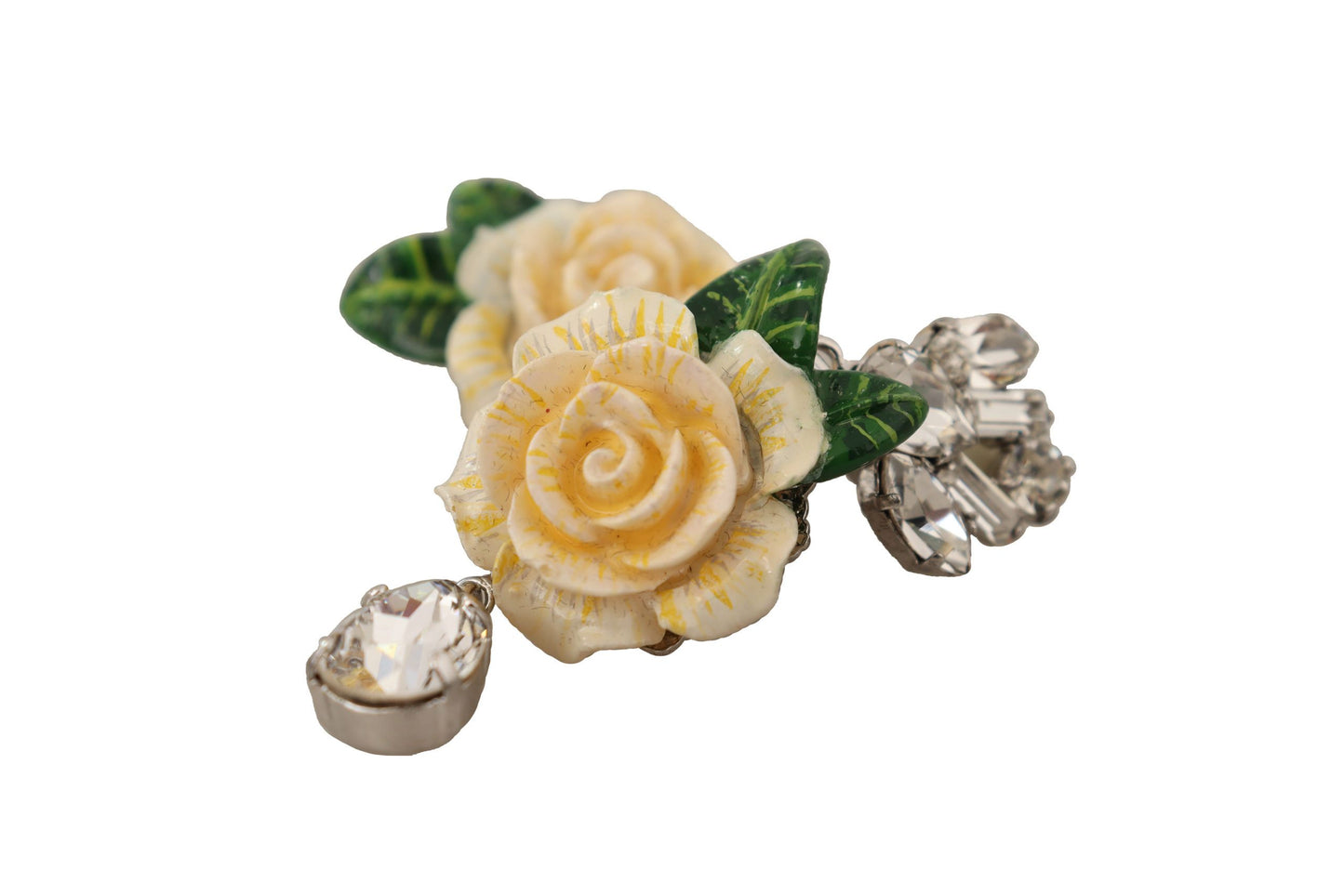 Dolce & Gabbana Elegant Dangling Rose Clip Earrings