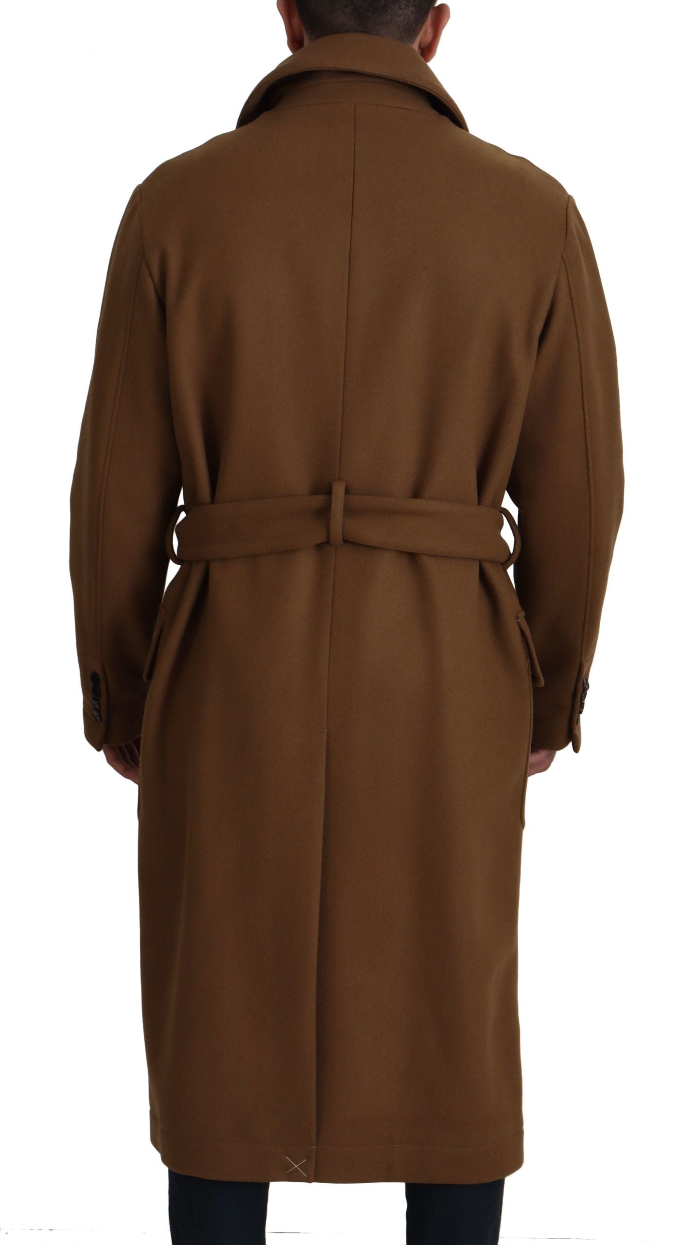 Dolce & Gabbana Elegant Brown Wool Blend Overcoat Jacket