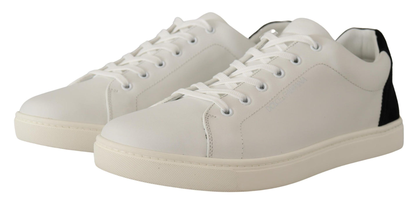 Dolce & Gabbana Elegant White Leather Low-Top Sneakers