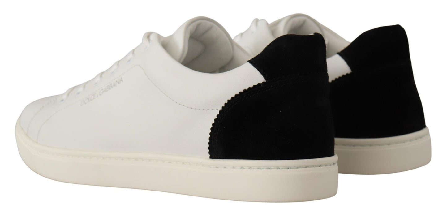 Dolce & Gabbana Elegant White Leather Low-Top Sneakers