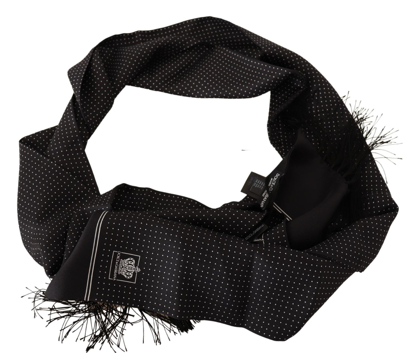 Dolce & Gabbana Elegant Black Silk Scarf with Polka Dots