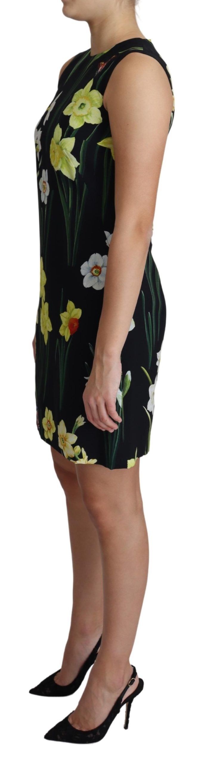 Dolce & Gabbana Elegant Black Floral Shift Mini Dress