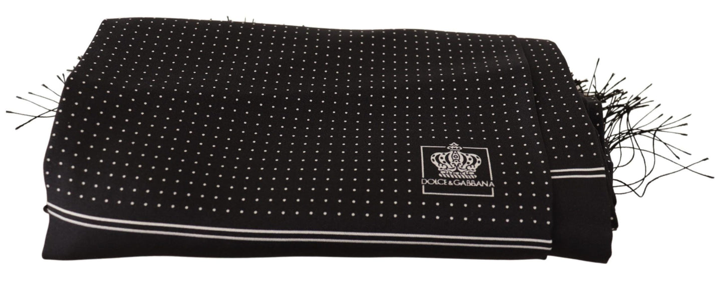 Dolce & Gabbana Elegant Black Silk Scarf with Polka Dots