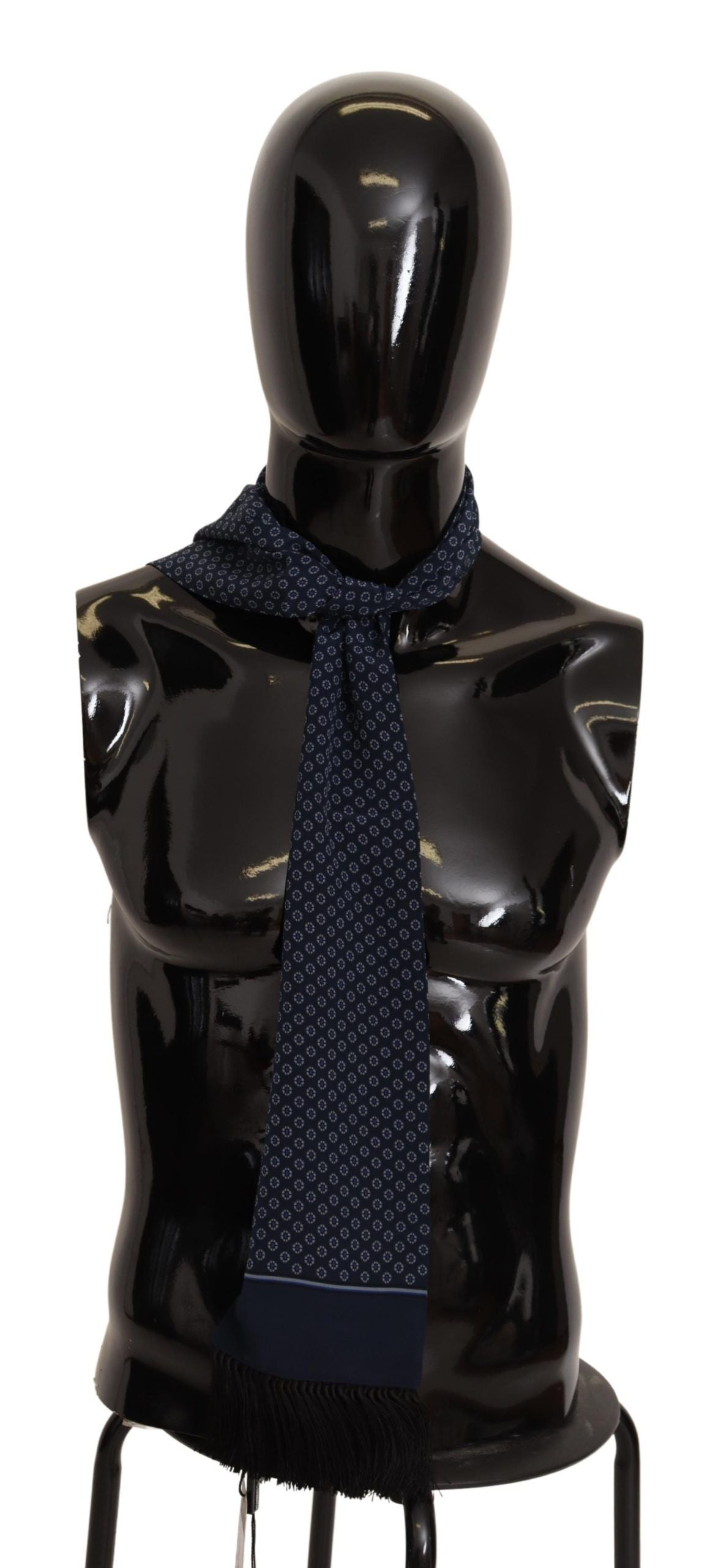 Dolce & Gabbana Elegant Silk Fringed Scarf in Blue Baroque