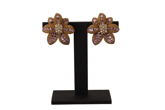 Dolce & Gabbana Elegant Gold Floral Clip On Earrings