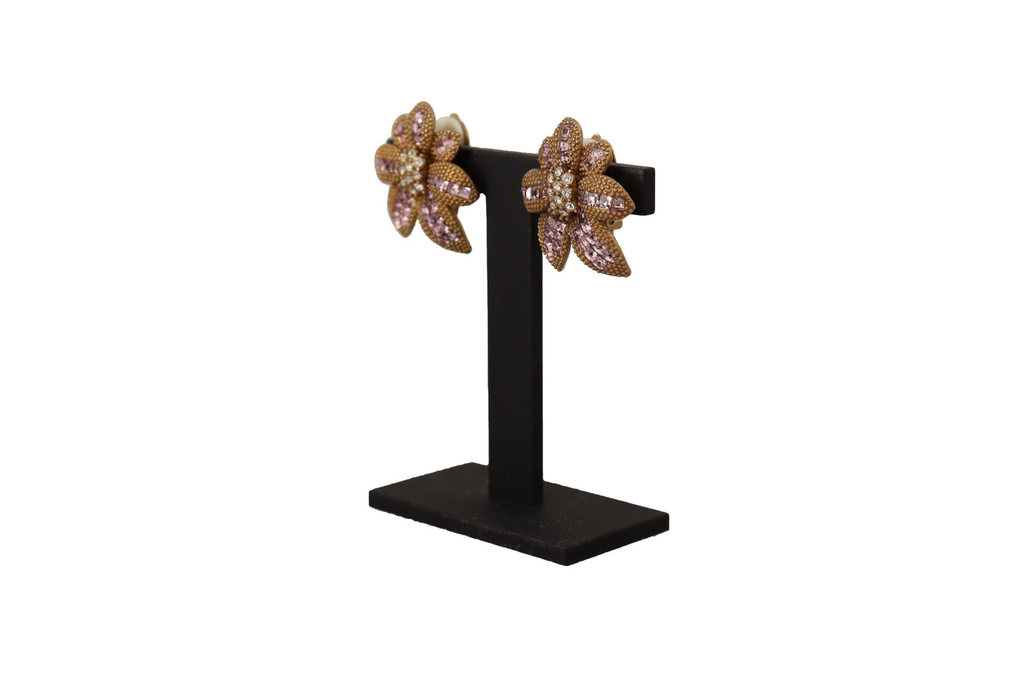 Dolce & Gabbana Elegant Gold Floral Clip On Earrings