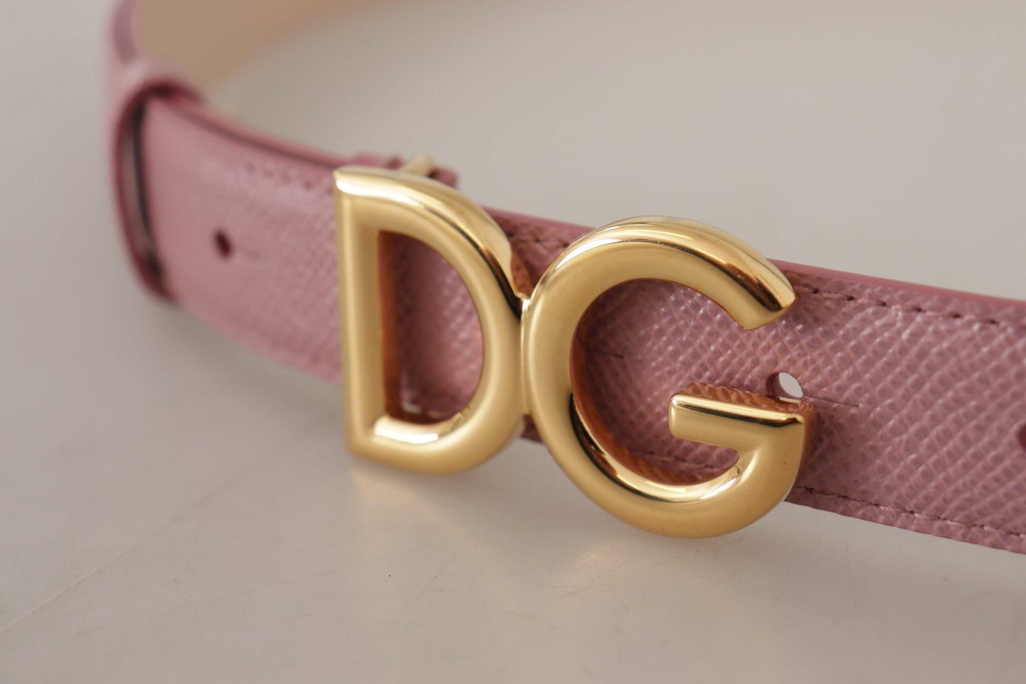 Dolce & Gabbana Elegant Pink Leather Belt with Logo Buckle