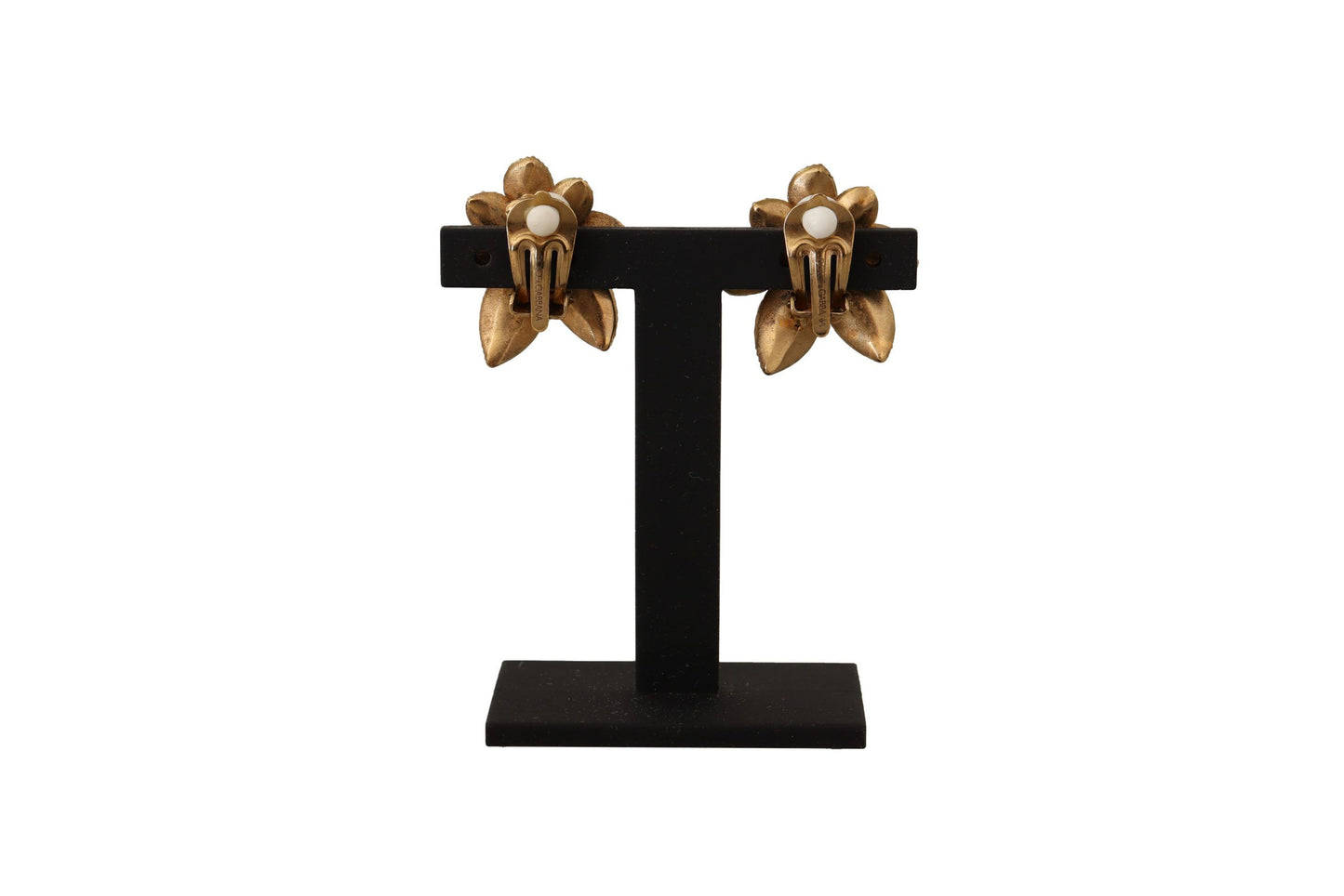 Dolce & Gabbana Elegant Gold Floral Clip On Earrings