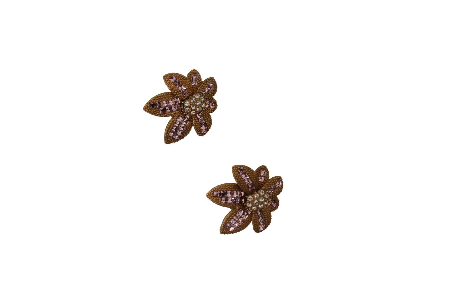 Dolce & Gabbana Elegant Gold Floral Clip On Earrings