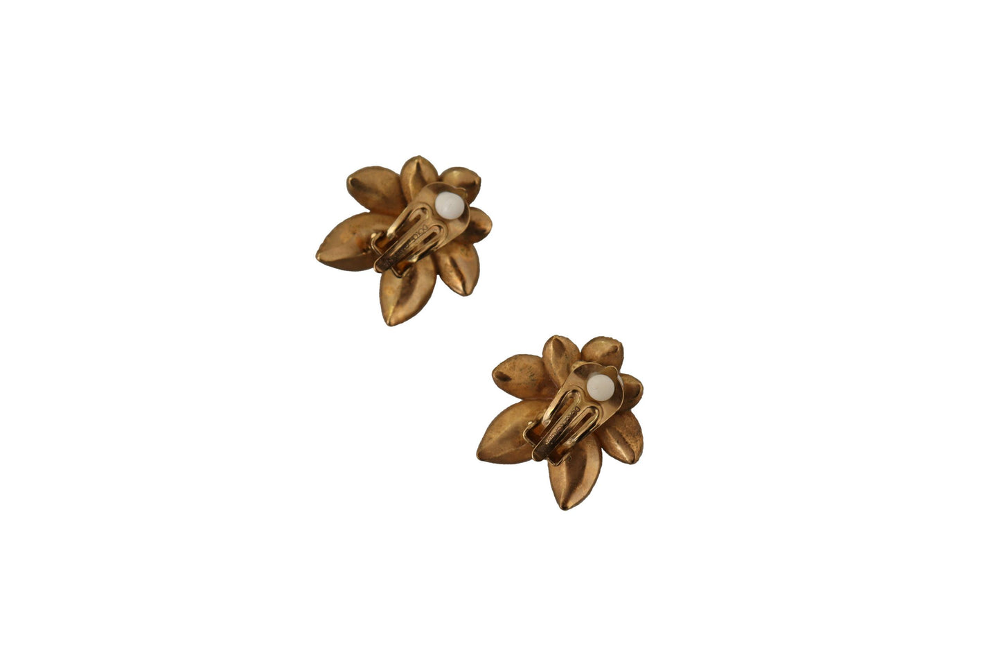 Dolce & Gabbana Elegant Gold Floral Clip On Earrings