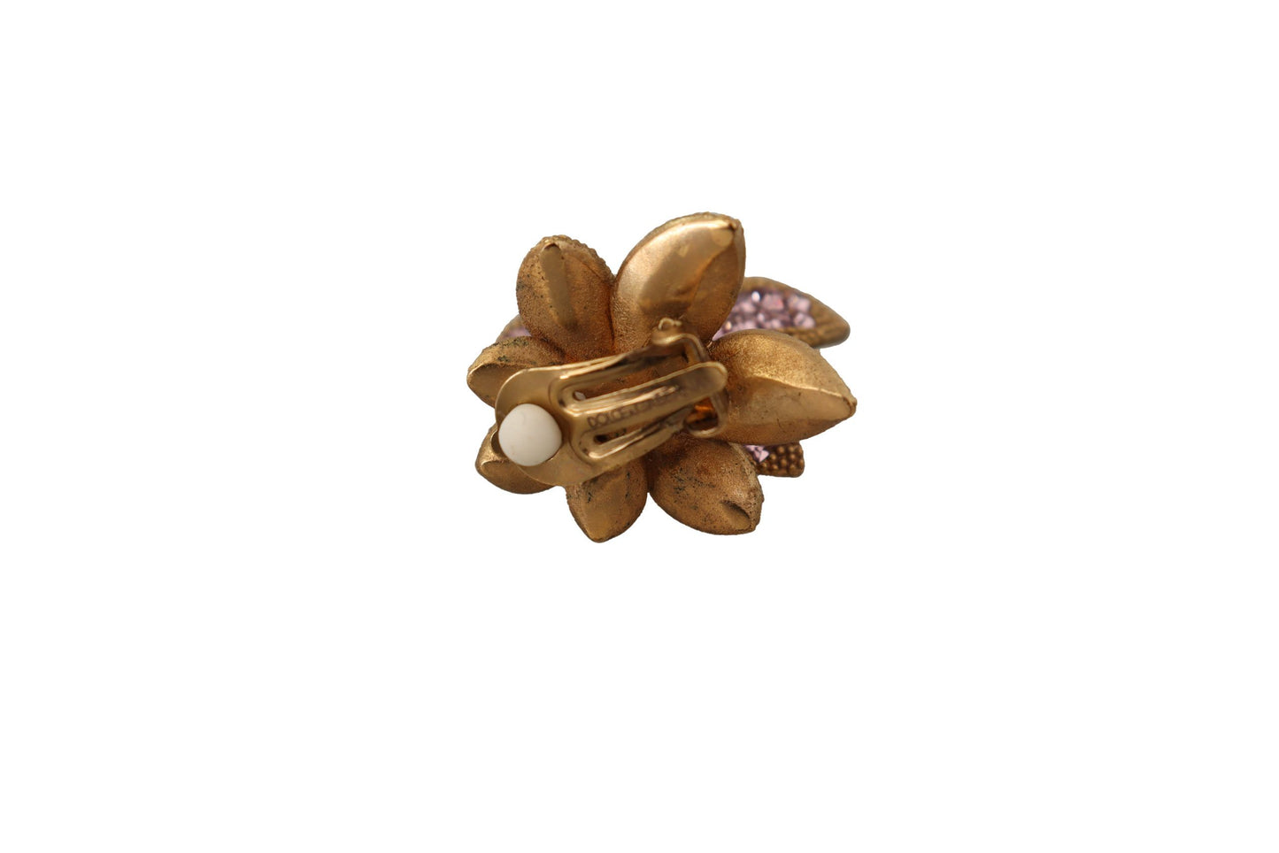 Dolce & Gabbana Elegant Gold Floral Clip On Earrings