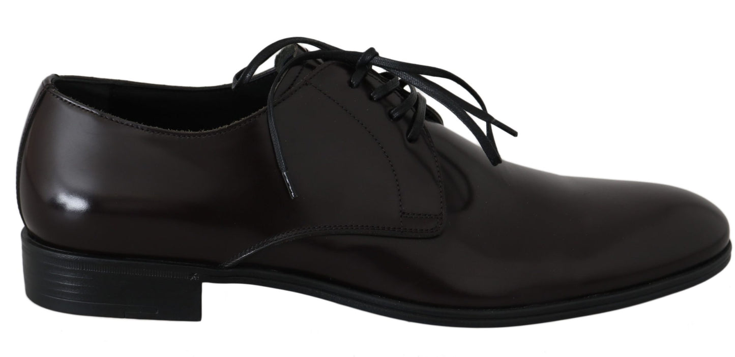 Dolce & Gabbana Elegant Brown Leather Derby Dress Shoes