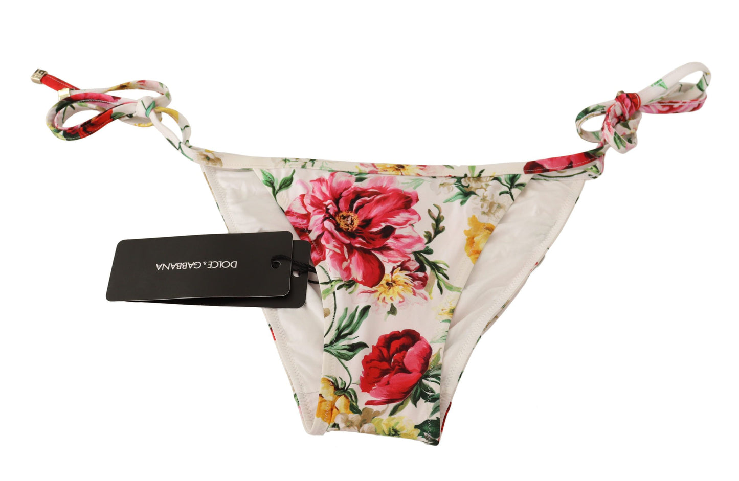 Dolce & Gabbana Chic Floral Print Bikini Bottom with Drawstrings