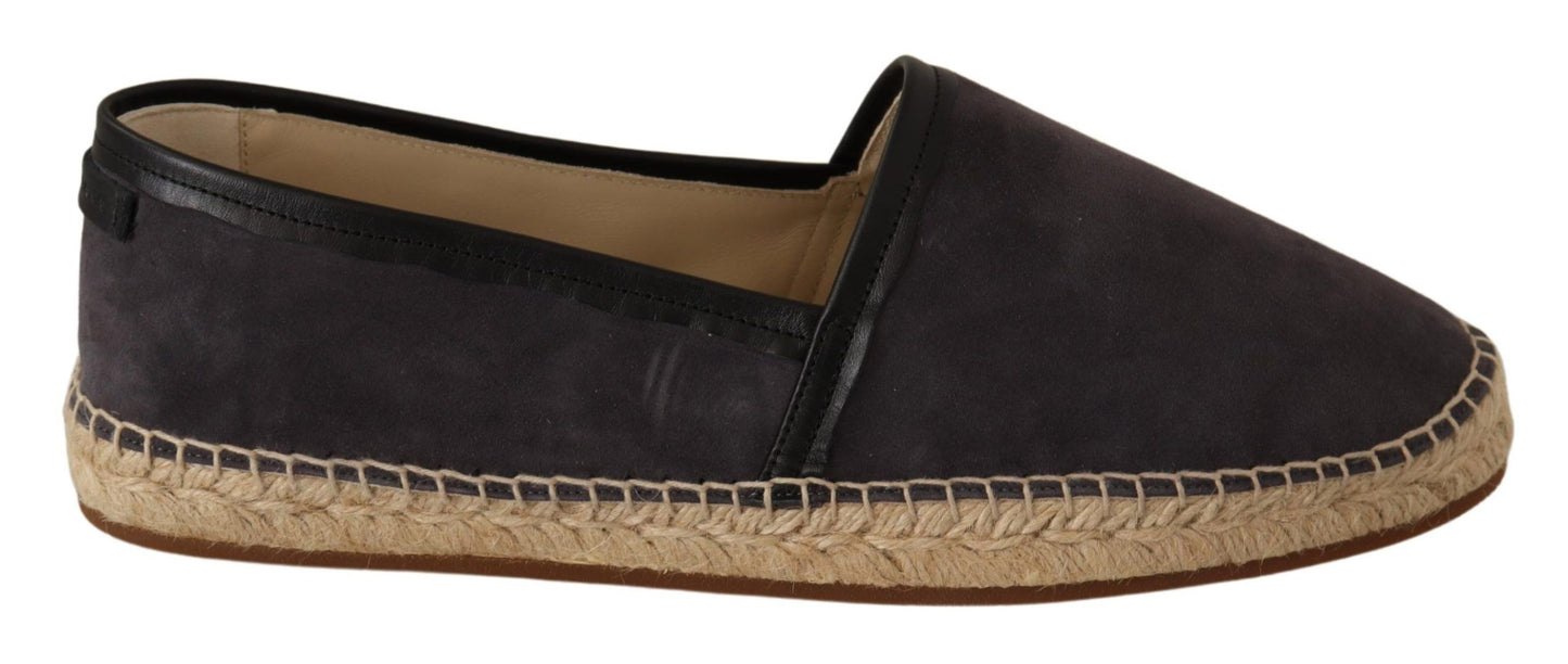 Dolce & Gabbana Elegant Gray Suede Espadrilles Slip-Ons