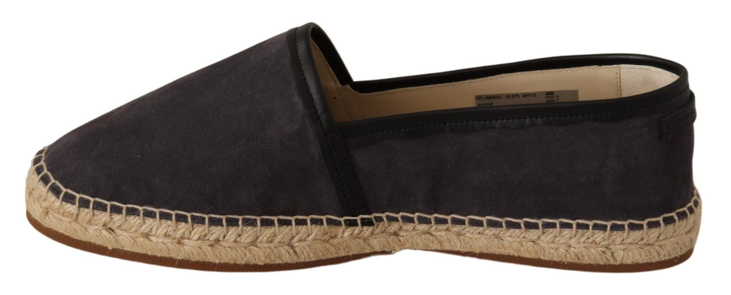 Dolce & Gabbana Elegant Gray Suede Espadrilles Slip-Ons