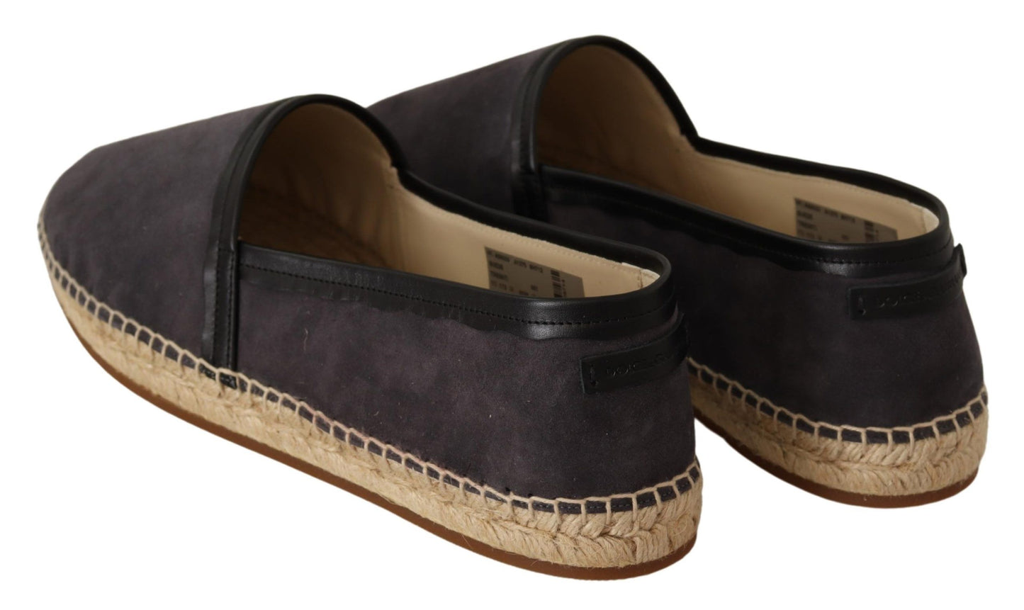 Dolce & Gabbana Elegant Gray Suede Espadrilles Slip-Ons