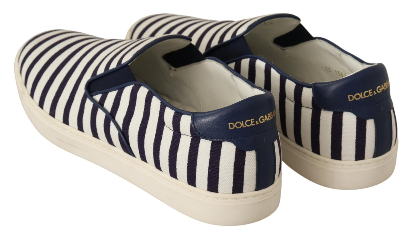 Dolce & Gabbana Elegant Striped Canvas Loafers