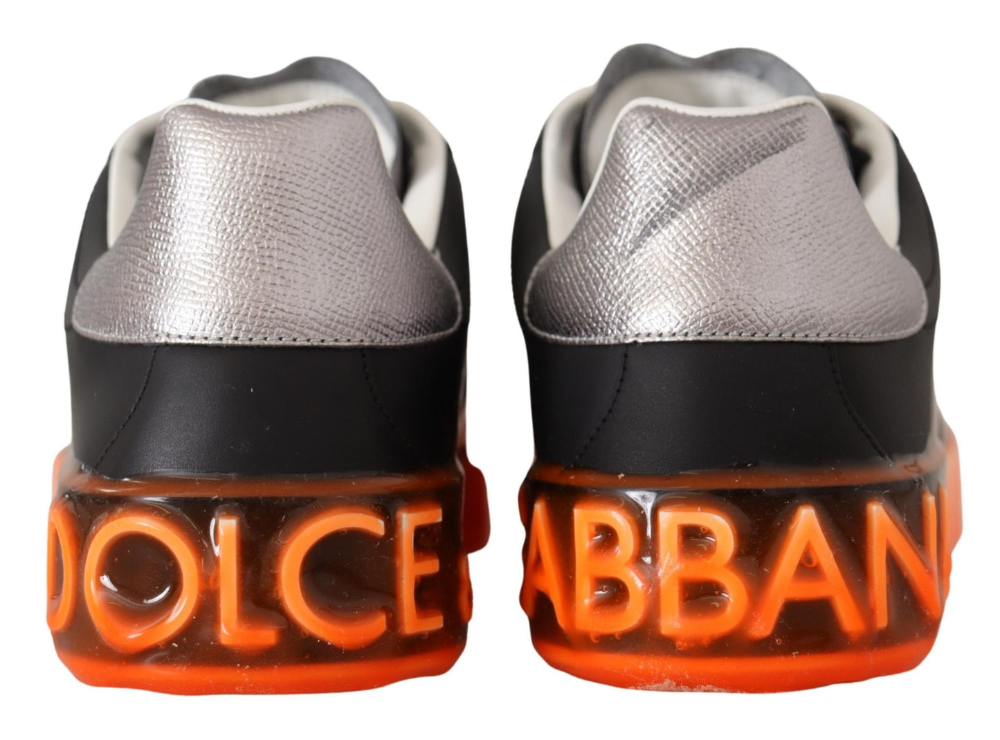 Dolce & Gabbana Elegant Black and Orange Leather Sneakers