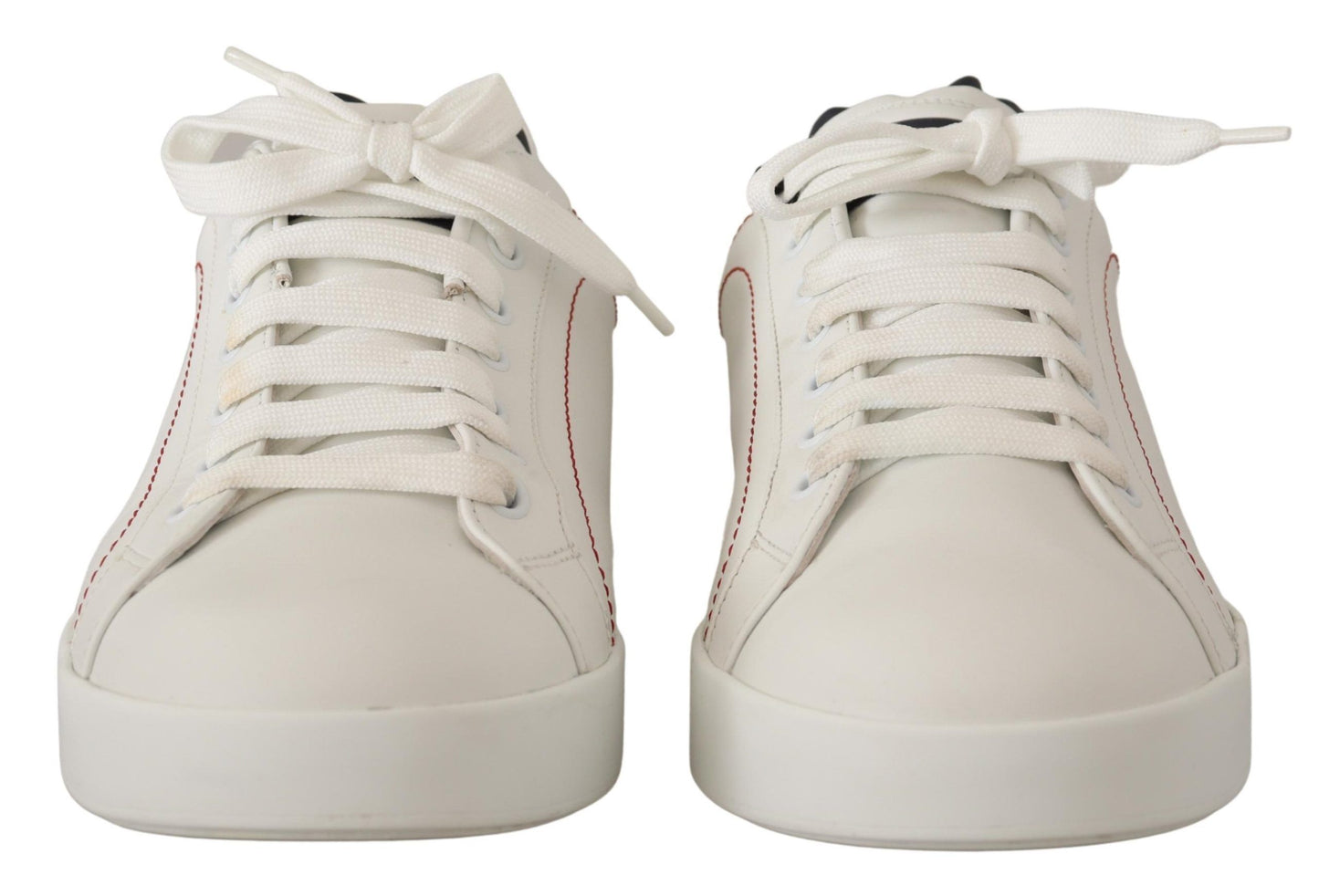 Dolce & Gabbana Sleek White Leather Casual Sneakers