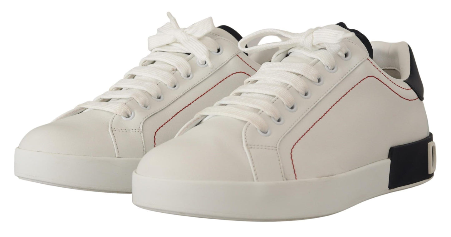 Dolce & Gabbana Sleek White Leather Casual Sneakers