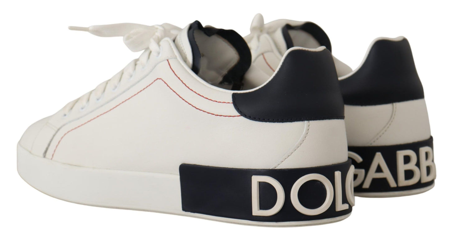 Dolce & Gabbana Sleek White Leather Casual Sneakers