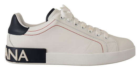 Dolce & Gabbana Sleek White Leather Casual Sneakers