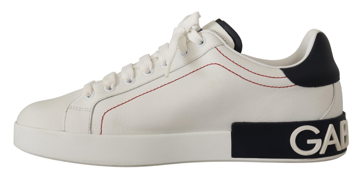 Dolce & Gabbana Sleek White Leather Casual Sneakers