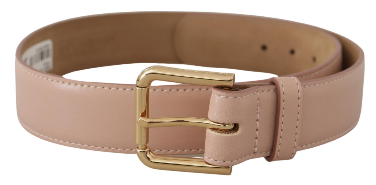 Dolce & Gabbana Elegant Light Pink Leather Belt