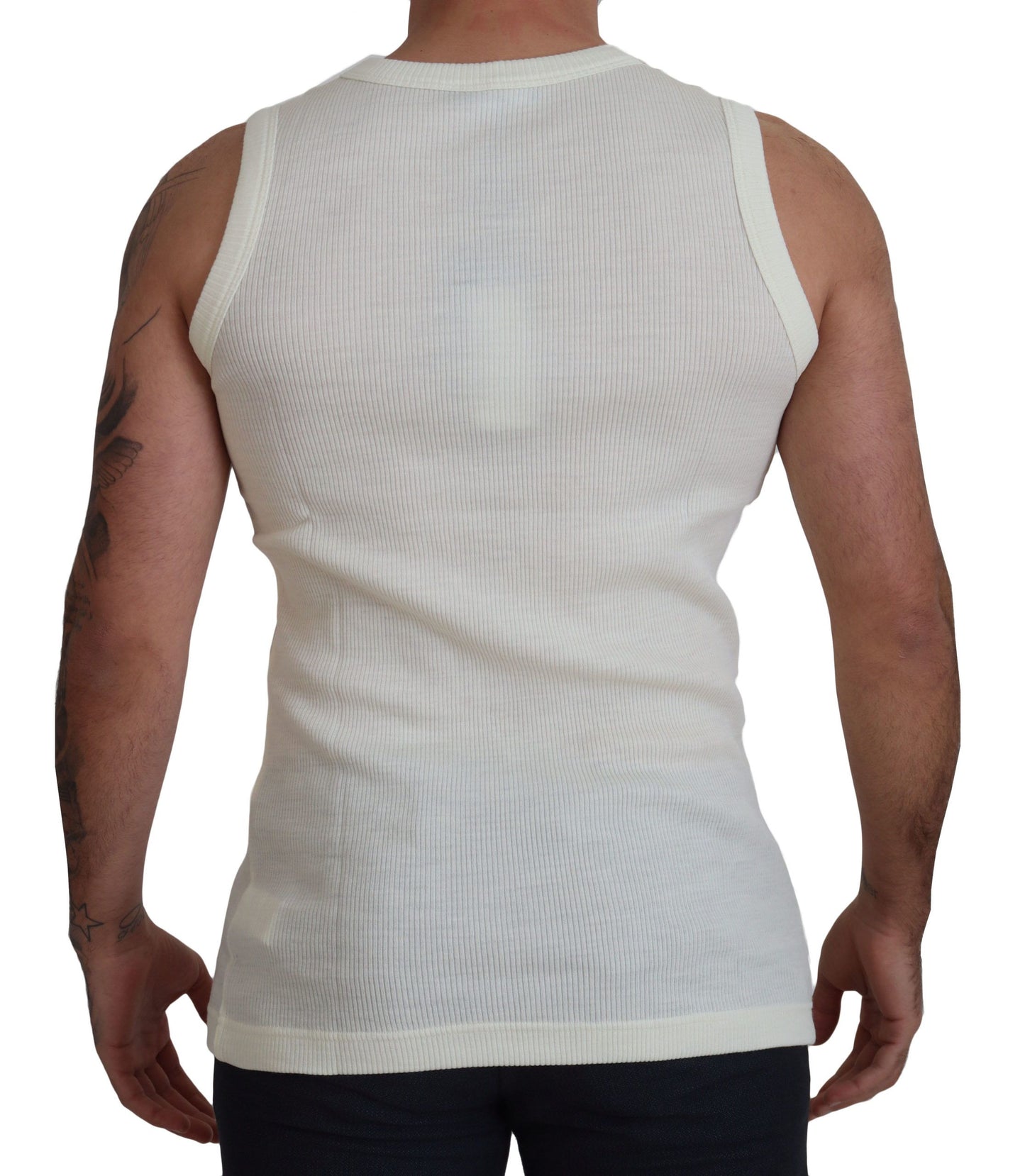 Dolce & Gabbana Off White Wool Tank Top Sleeveless T-shirt